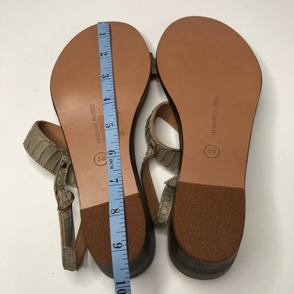 NEW Ancient Greek Leather Sandals Taupe Cream Snake Print Wedge Sandals - Picture 15 of 16